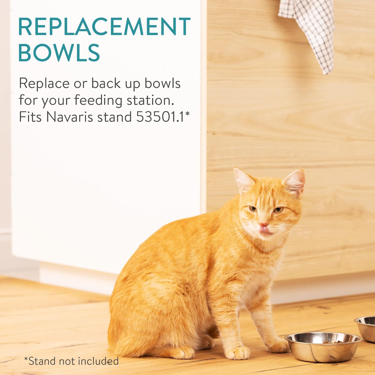 Navaris Σετ με 2 Ανταλλακτικά Μπολ Φαγητού και Νερού από Ανοξείδωτο Ατσάλι - 350 ml - Silver - 58405.01