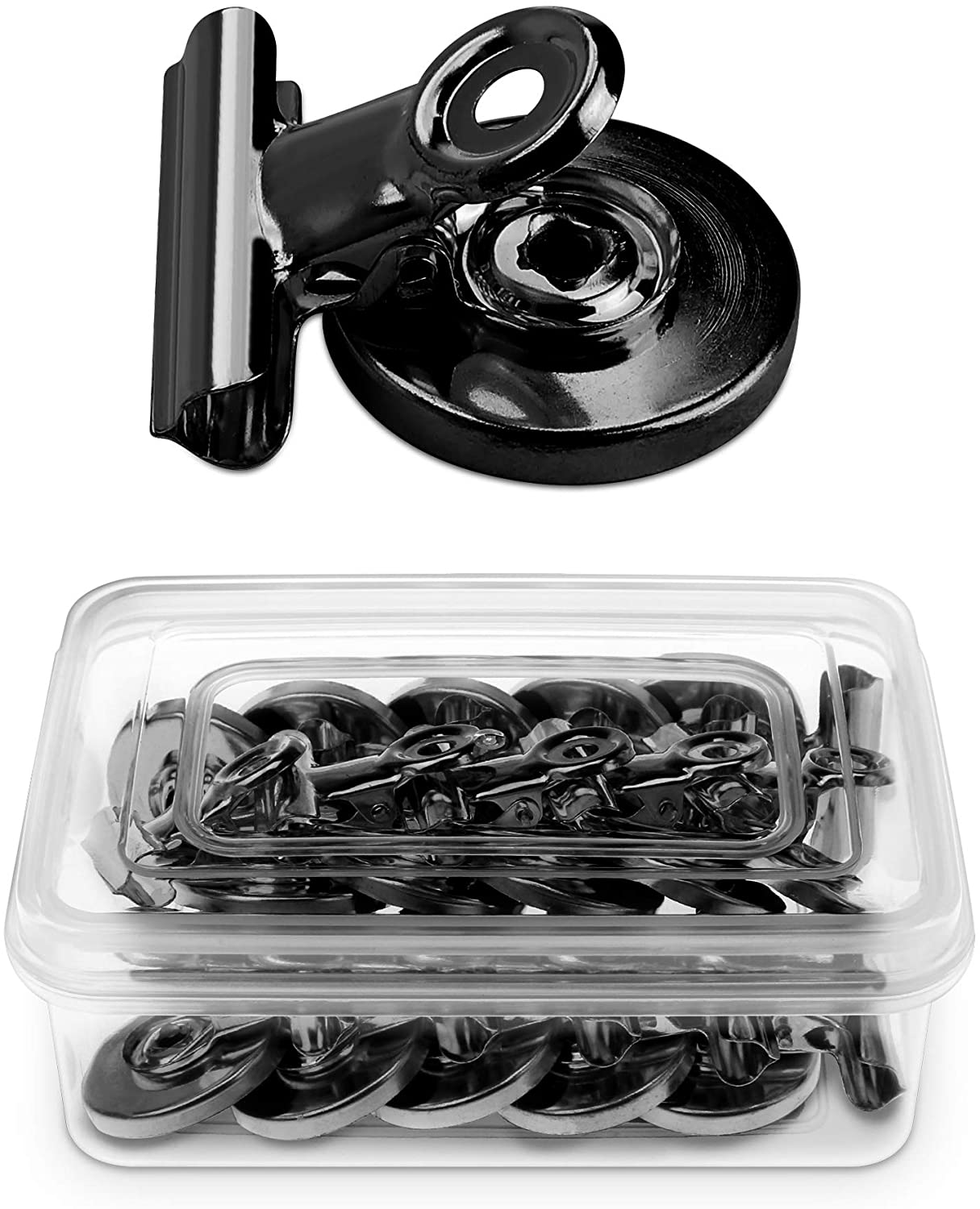 Navaris Μαγνητάκια για το Ψυγείο και για Πίνακα με Κλιπ - Σετ 15 τεμαχίων - Black - 48475.01.15