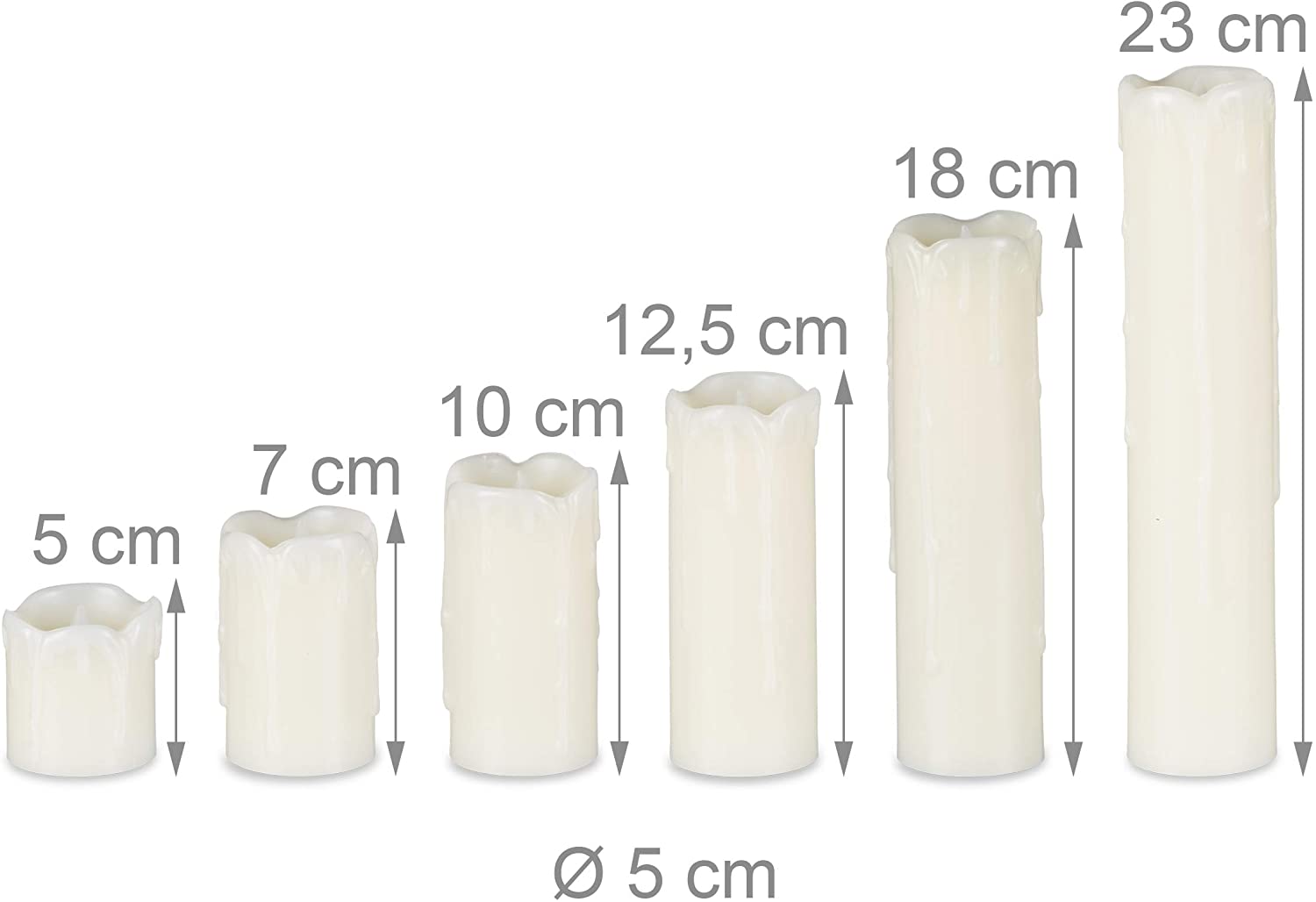 Relaxdays Σετ με 6 Κεριά με Φωτισμό Led από Φυσικό Κερί - Cream - 4052025215354