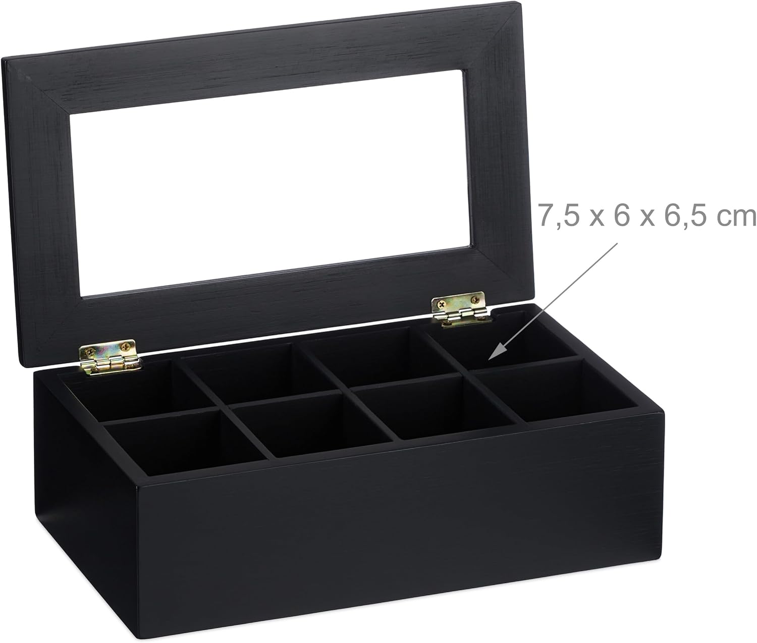 Relaxdays Κουτί Αποθήκευσης για Φακελάκια Τσάι με 8 Διαμερίσματα - Black - 4052025475109