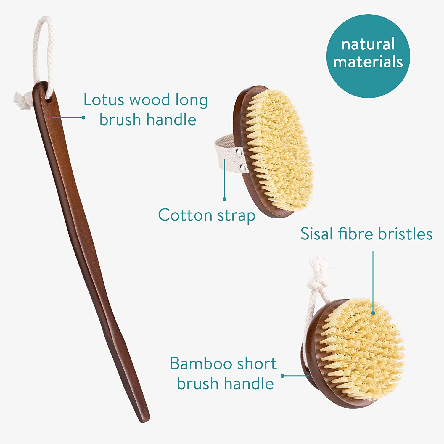 Navaris Σετ με 2 Ξύλινες Βούρτσες Απολέπισης Σώματος - Brown - 58401.01