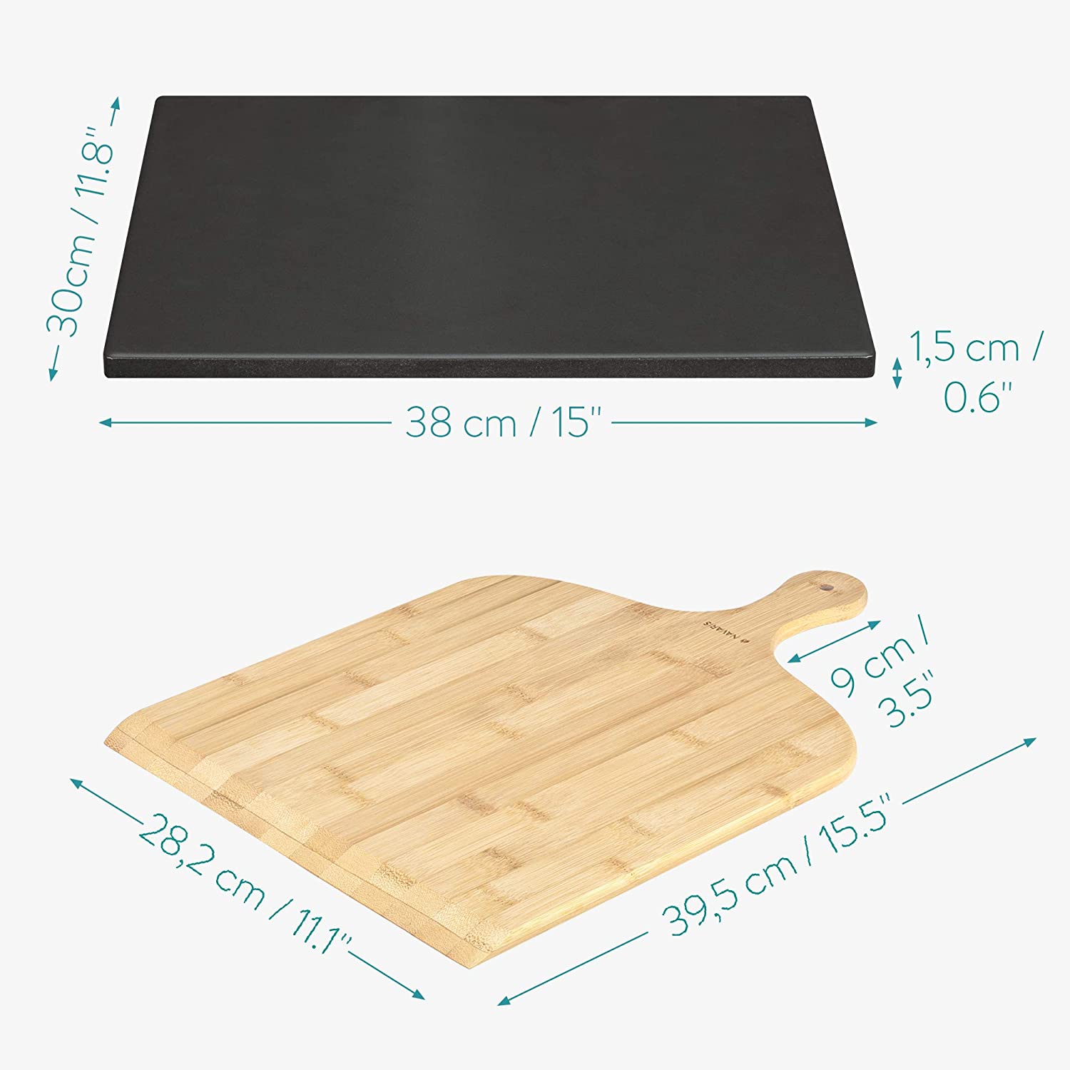 Navaris Πέτρα Ψησίματος Πίτσας με Φτυάρι - Black - 51246.01.02