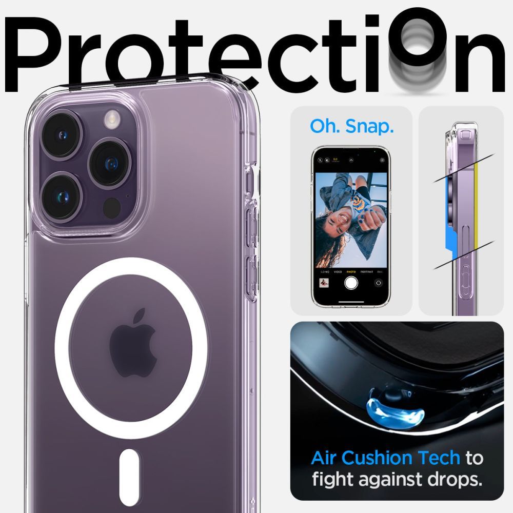 Spigen iPhone 14 Pro Ultra Hybrid Mag Σκληρή Θήκη με Πλαίσιο Σιλικόνης Και MagSafe - Frost Clear / White