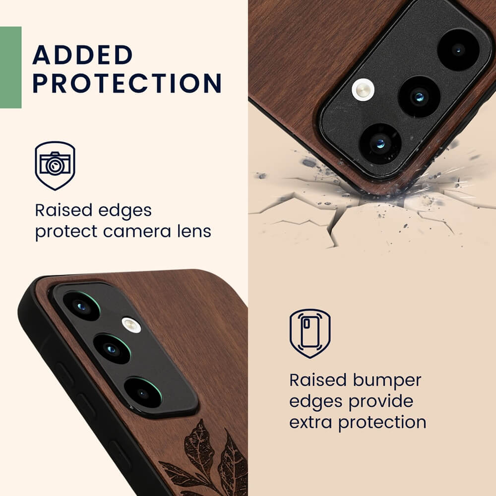 KW Samsung Galaxy A55 5G Θήκη από Φυσικό Ξύλο - Design Leaf Branch - Dark Brown