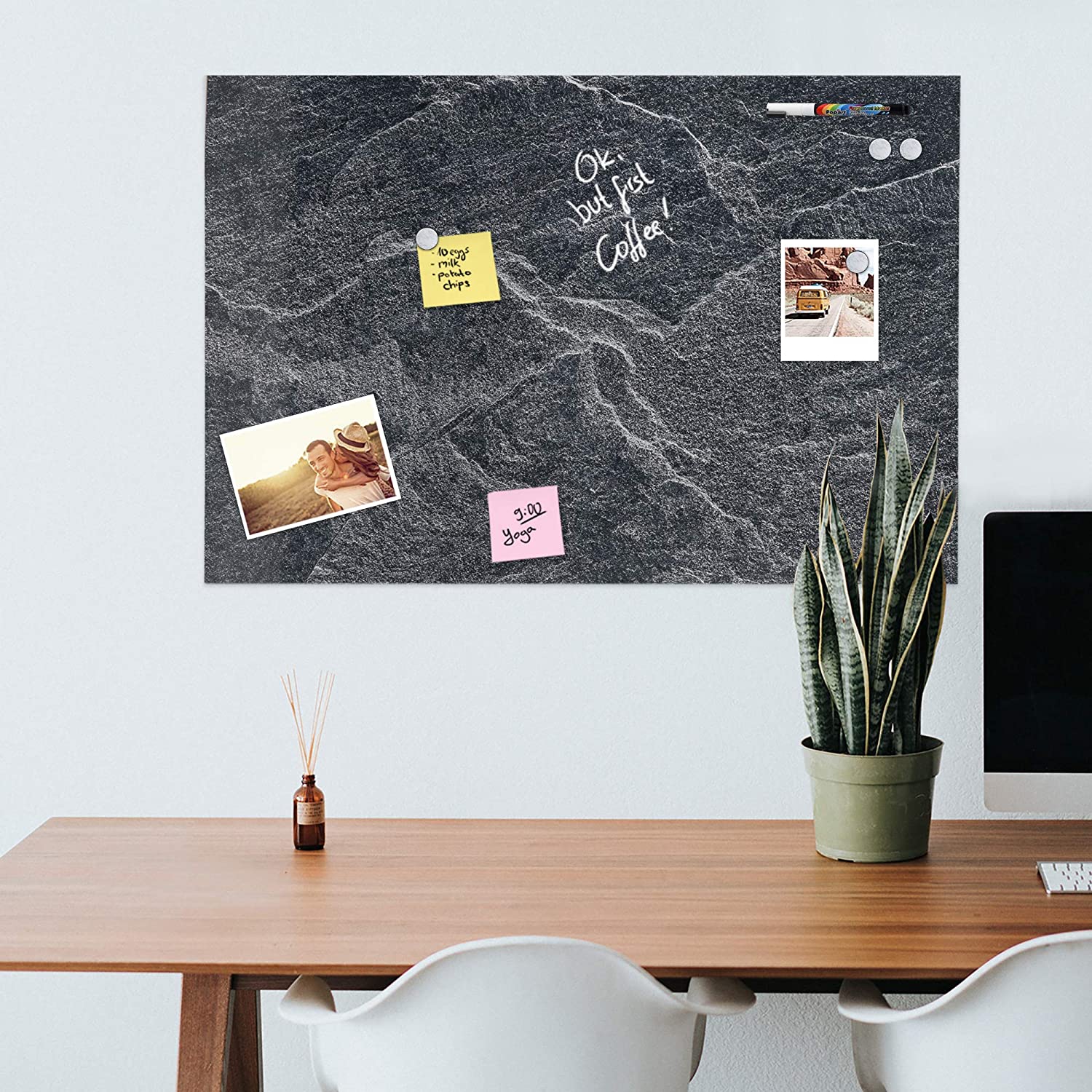 Navaris Μαγνητικός Πίνακας Ανακοινώσεων - 90 x 60 cm - Black Stone - 49997.06