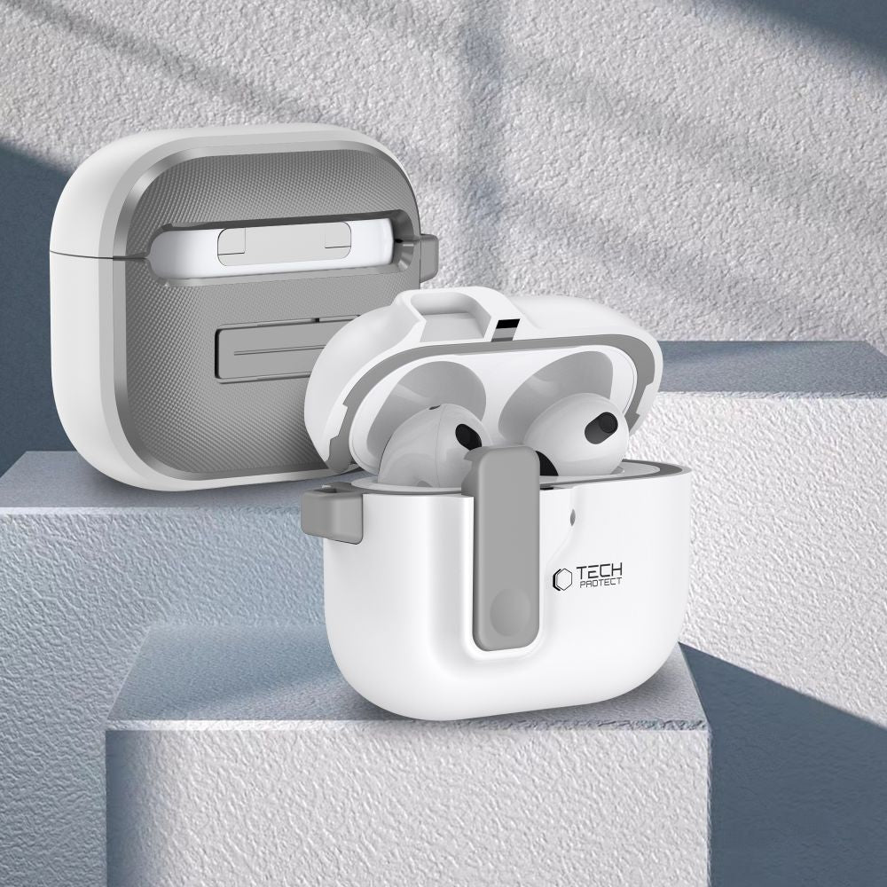 Tech-Protect AirPods 4 Θήκη από Σκληρό Πλαστικό - Slim Hook - White