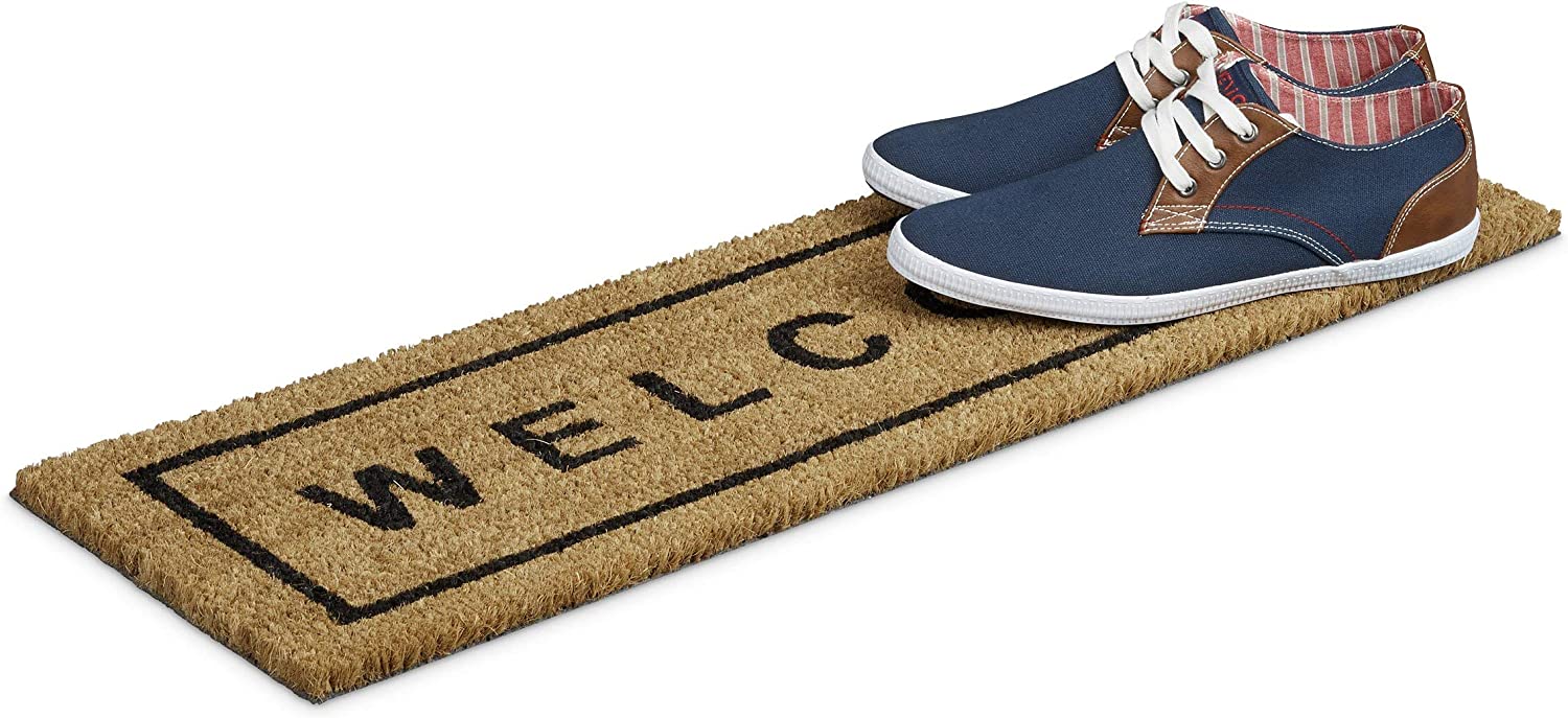 Relaxdays Χαλάκι Πόρτας από Ίνες Καρύδας Design Welcome - 75 x 25 x 1,3 cm - Natural - 4052025032173
