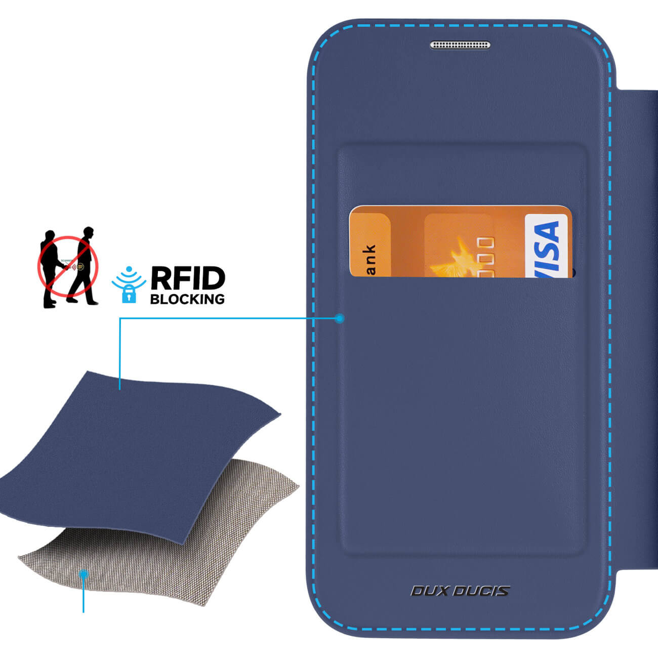 Dux Ducis iPhone 15 Plus Skin X Pro Magnetic Flip Case Θήκη Βιβλίο με MagSafe - Blue