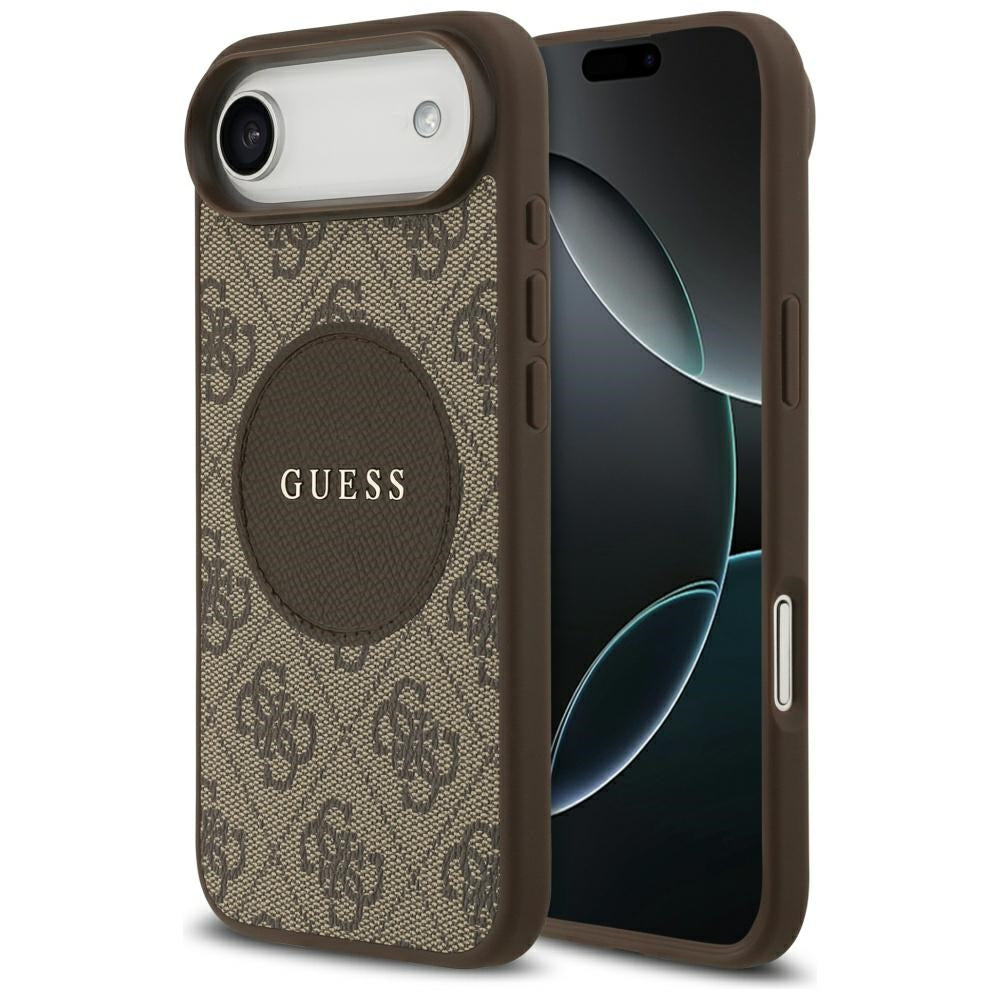 Guess iPhone Air - 4G Circle Classic Logo MagSafe - Θήκη με Επένδυση Συνθετικού Δέρματος - Brown - GUHMP17MP4PGRSGW