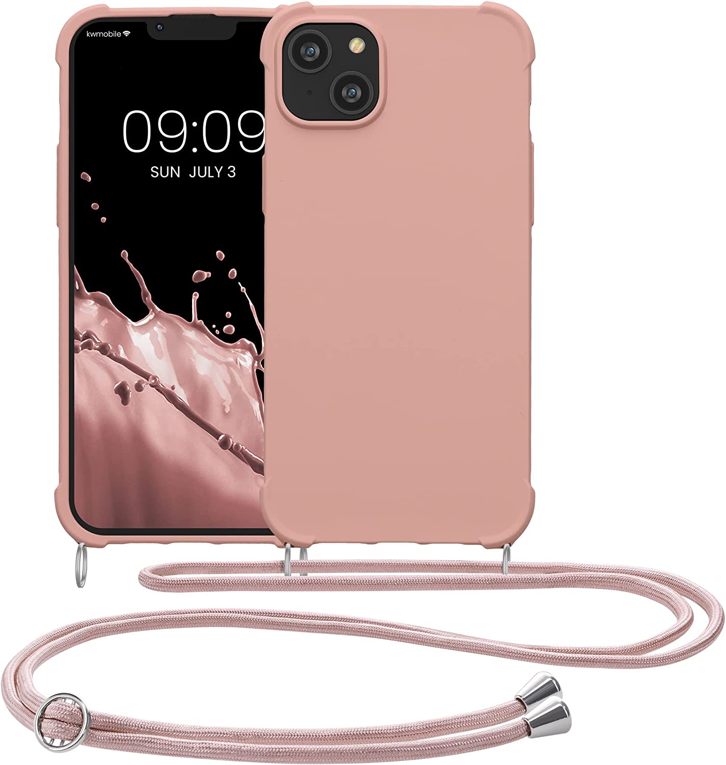 KW iPhone 14 Plus Θήκη Σιλικόνης TPU με Λουράκι - Mother Of Pearl - 59117.154