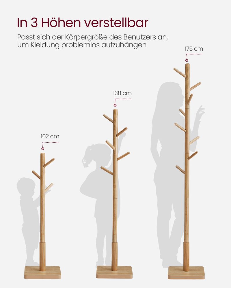 Vasagle Επιδαπέδια Ξύλινη Κρεμάστρα με 8 Γάντζους - Natural Beige - RCR010N01
