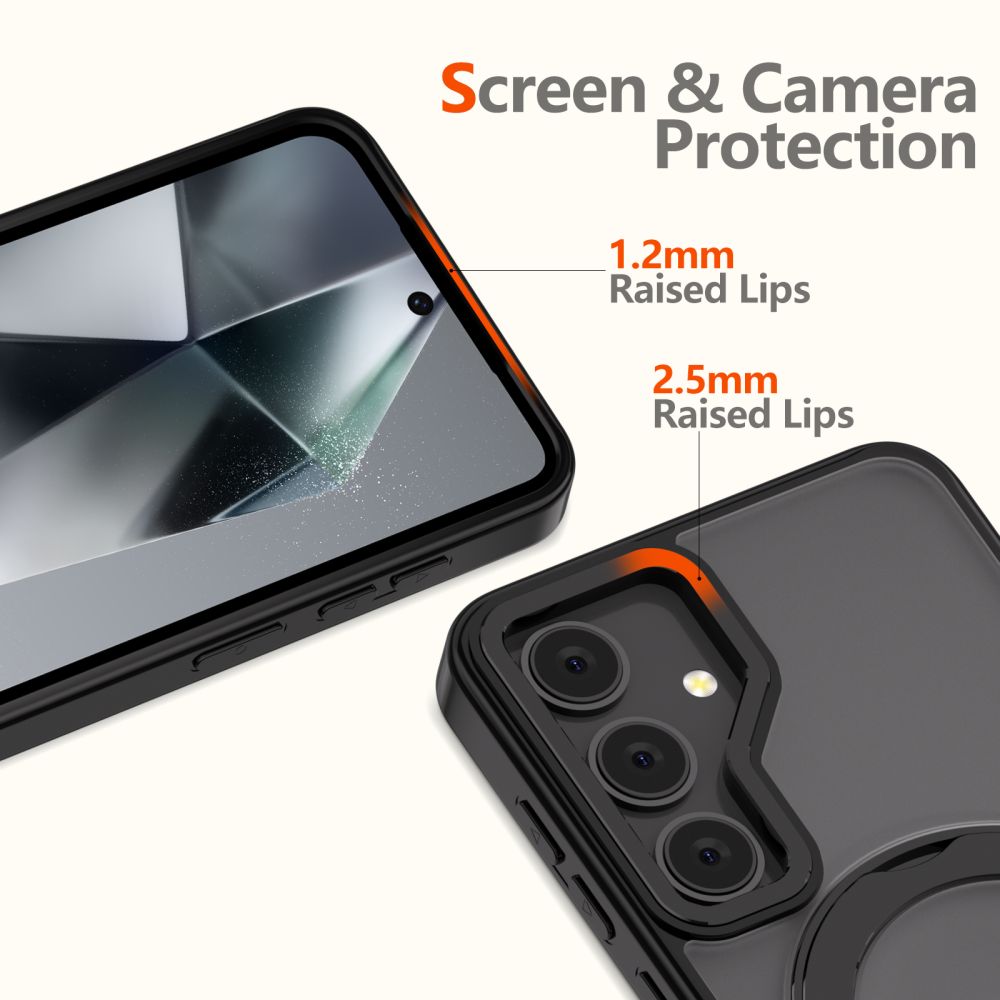 Tech-Protect Samsung Galaxy S25 MagRing - Σκληρή MagSafe Θήκη με Περιστρεφόμενο Δαχτυλίδι Συγκράτησης / Stand - Matte Black / Ημιδιάφανη