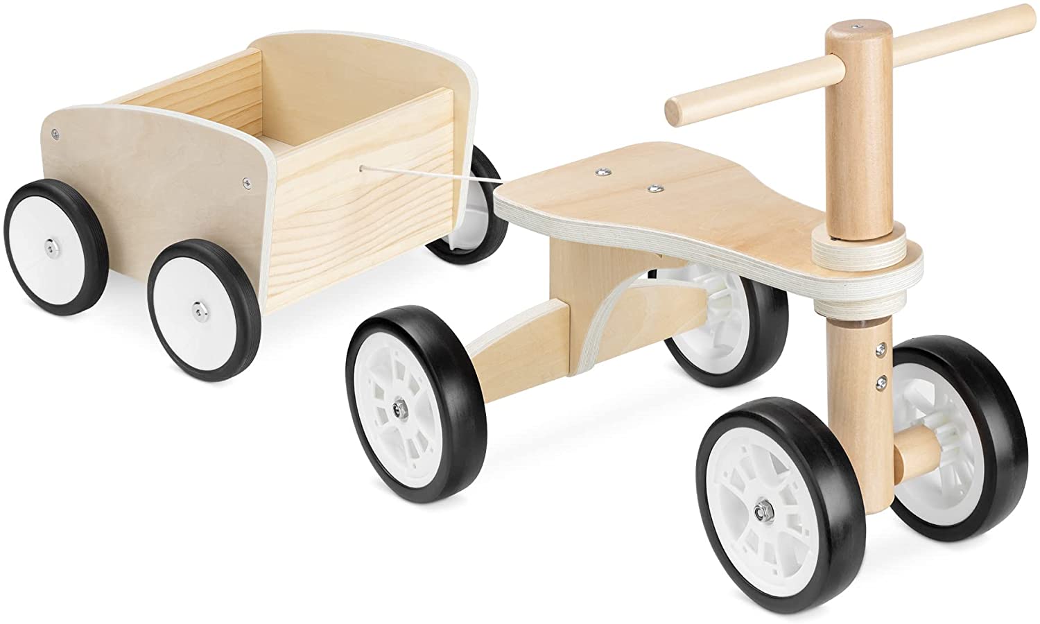 Navaris Παιδικό Ξύλινο Ποδήλατο Ισορροπίας με Τρέιλερ - Light Brown - 55781.01