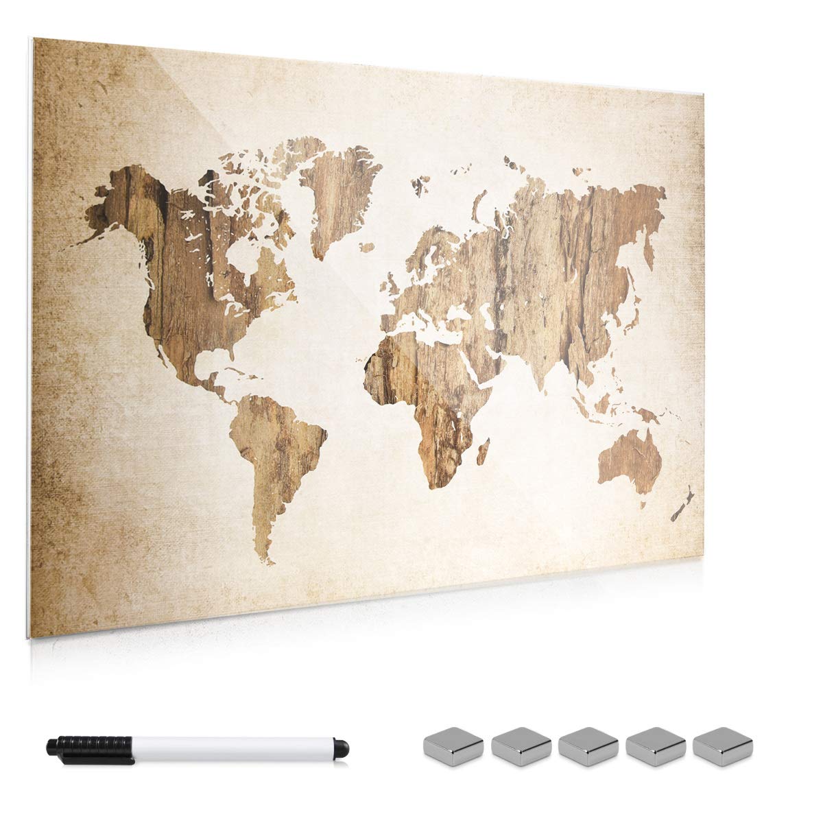 Navaris Μαγνητικός Γυάλινος Πίνακας - 90 x 60cm - Design World Map - 45723.07