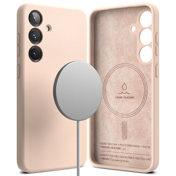 Ringke Samsung Galaxy S25 Plus Silicone Magnetic MagSafe Case Θήκη Σιλικόνης με MagSafe - Pink Sand - likebrands.gr