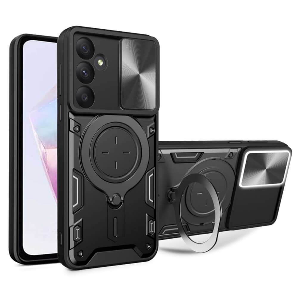 Techsuit Samsung Galaxy A36 5G - CamGuard Pro - Σκληρή Θήκη με Προστασία Καμερών και Δαχτυλίδι Συγκράτησης - Black