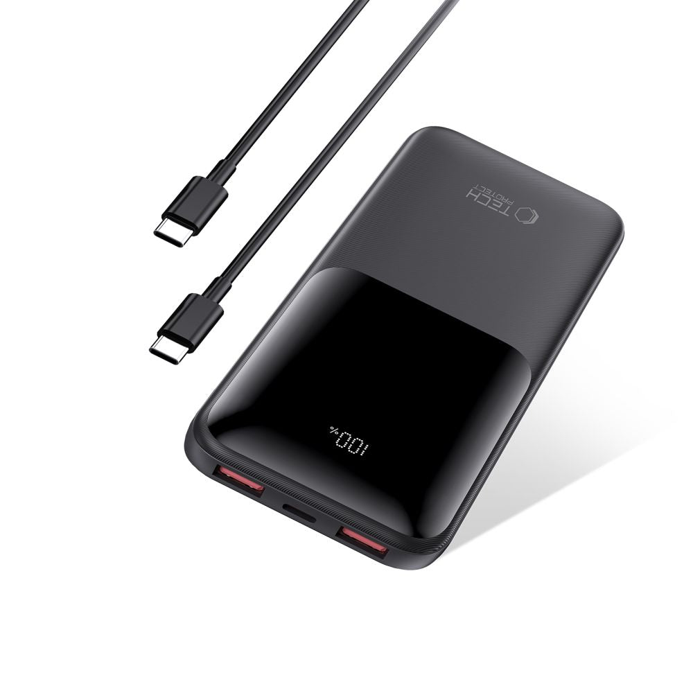 Tech-Protect PB01-22.5W Power Bank 10000mAh με 2 Θύρες USB και 1 Θύρα Type-C - Black