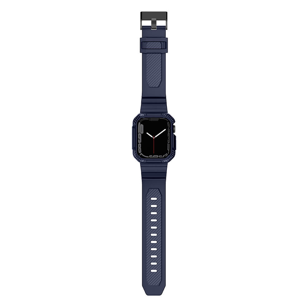 Kingxbar Λουράκι Apple Watch 2 / 3 / 4 / 5 / 6 / 7 / 8 / 9 / SE / SE 2 - 42 / 44 / 45 mm CYF537 με Θήκη Προστασίας - Blue