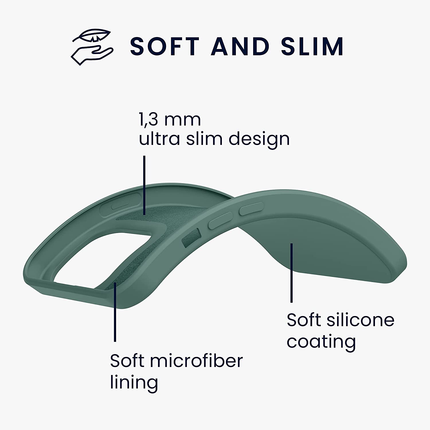 KW iPhone 13 Pro Θήκη Σιλικόνης Rubberized TPU - Forest Green - 55962.166