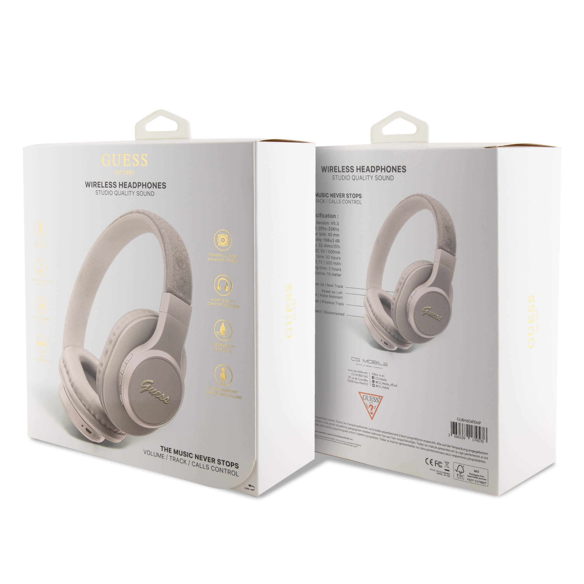 Guess Over-Ear 4G Script - Ασύρματα Bluetooth Ακουστικά - Pink
