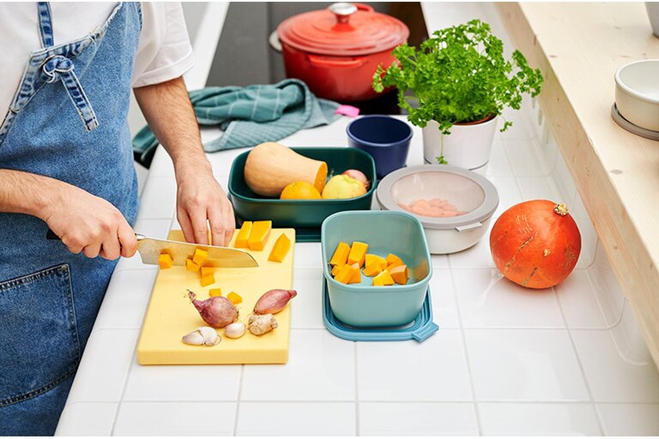 Mepal Cirqula Rectangular Σετ με 3 BPA Free Δοχεία Αποθήκευσης Φαγητού - 500 ml - 1000 ml - 2000 ml - Nordic Blue