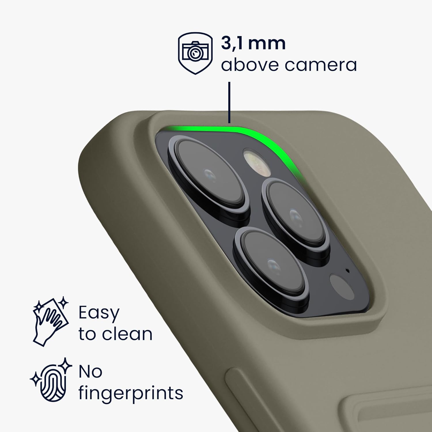 KW iPhone 15 Pro Max Θήκη Σιλικόνης TPU με Υποδοχή για Κάρτα - Matte Light Grey