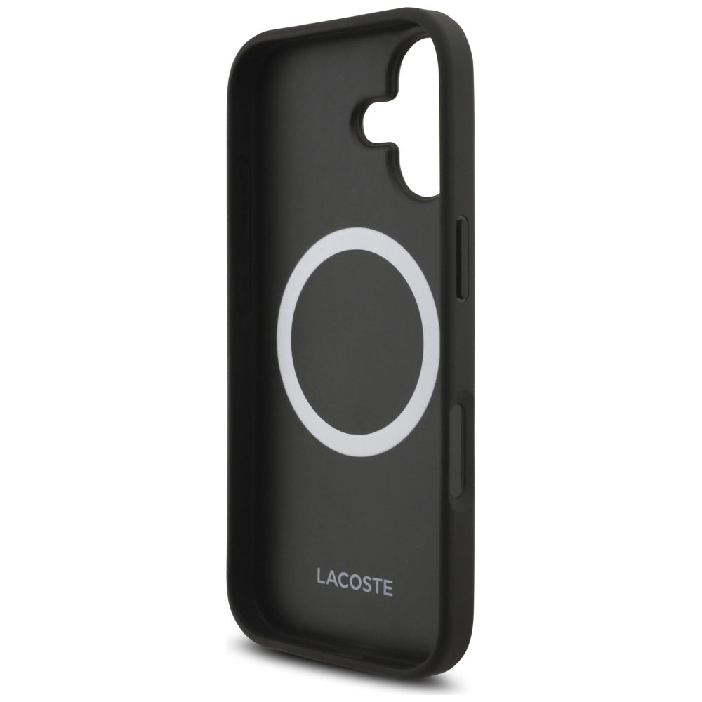 Lacoste iPhone 17 - Iconic Petit Pique Woven Logo MagSafe - Σκληρή Θήκη με Πλαίσιο Σιλικόνης - Black