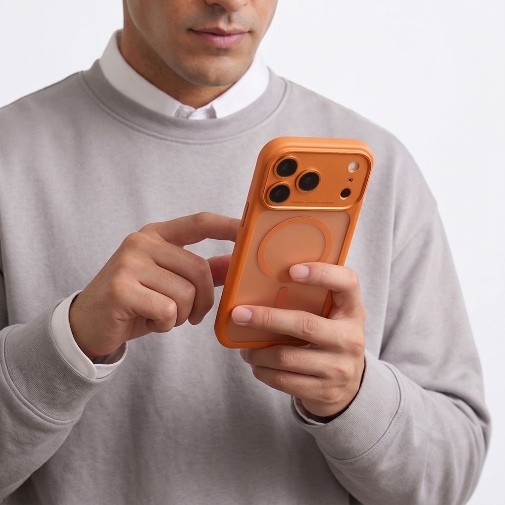 Tech-Protect iPhone 18 Pro / iPhone 17 Pro - Σκληρή Θήκη με Πλαίσιο Σιλικόνης και MagSafe - MagPeak MagSafe CC - Matte Cosmic Orange
