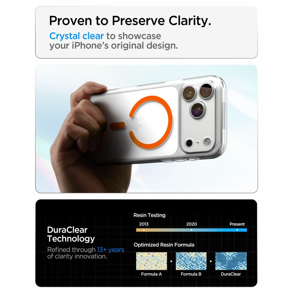 Spigen iPhone 18 Pro / iPhone 17 Pro - Σκληρή Θήκη με Πλαίσιο Σιλικόνης Και MagSafe - Ultra Hybrid Mag - Clear / Orange