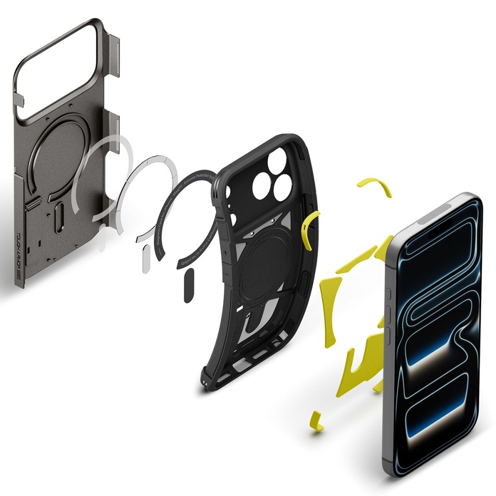 Spigen iPhone 18 Pro Max / iPhone 17 Pro Max - MagSafe Σκληρή Θήκη με Πλαίσιο Σιλικόνης και Σταντ - Tough Armor T Mag - Gunmetal