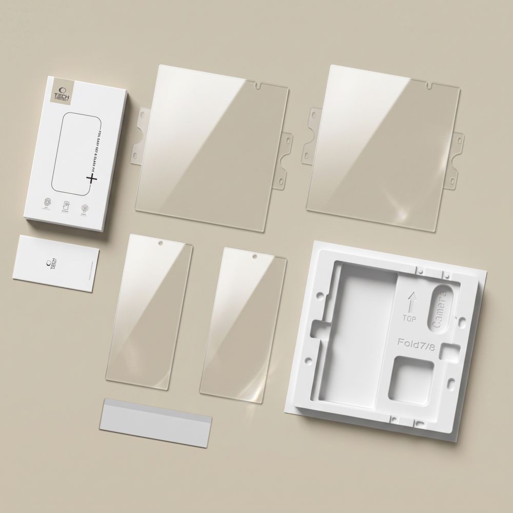 Tech-Protect Samsung Galaxy Z Fold8 Ultra - Σετ με 2 Αντιχαρακτικά Γυαλιά Οθόνης 9H και 2 Προσταυτικές Μεμβράνες - Easy Set Foil and Glass Fit 4in1 - Clear
