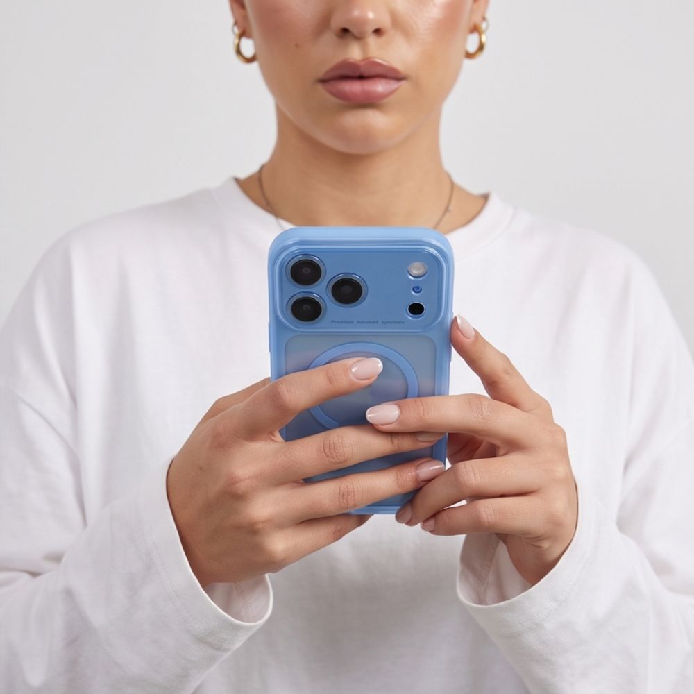 Tech-Protect iPhone 18 Pro / iPhone 17 Pro - Σκληρή Θήκη με Πλαίσιο Σιλικόνης και MagSafe - MagPeak MagSafe CC - Light Blue / Clear