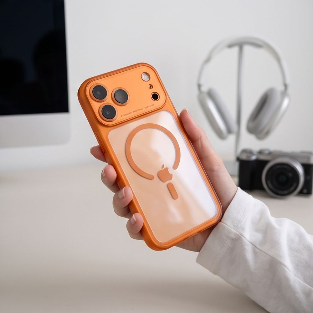 Tech-Protect iPhone 18 Pro / iPhone 17 Pro - Σκληρή Θήκη με Πλαίσιο Σιλικόνης και MagSafe - MagPeak MagSafe CC - Cosmic Orange / Clear