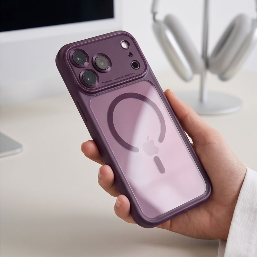 Tech-Protect iPhone 18 Pro / iPhone 17 Pro - Σκληρή Θήκη με Πλαίσιο Σιλικόνης και MagSafe - MagPeak MagSafe CC - Dark Cherry / Clear