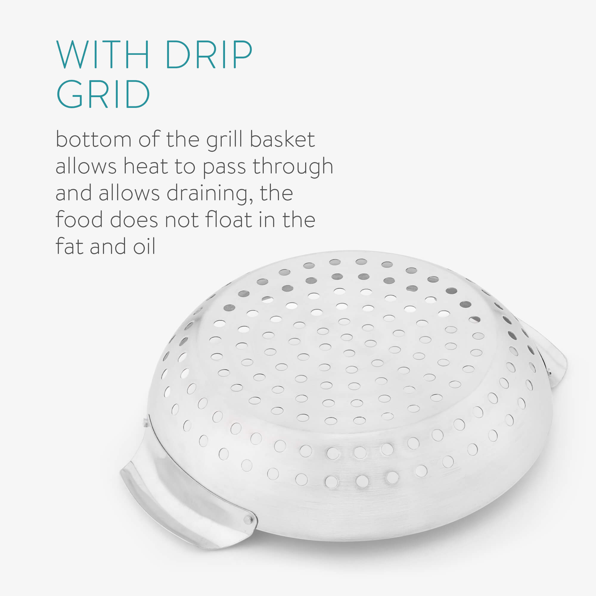 Navaris Στρογγυλό Καλάθι από Ανοξείδωτο Ατσάλι για Ψησταριά BBQ - Silver - 56221.01