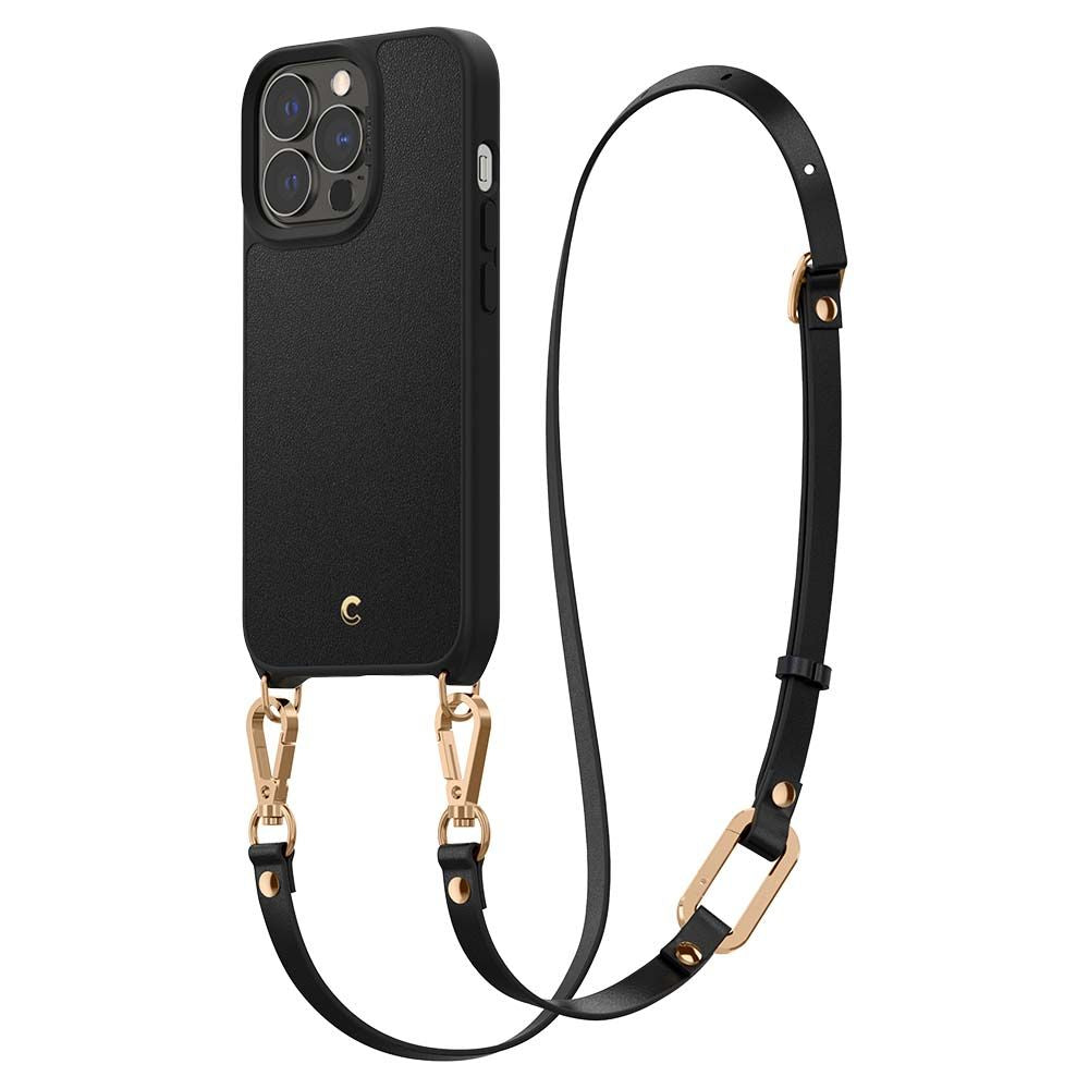 CYRILL iPhone 13 Pro Classic Charm Σκληρή Θήκη με Πλαίσιο Σιλικόνης και Λουράκι - Black
