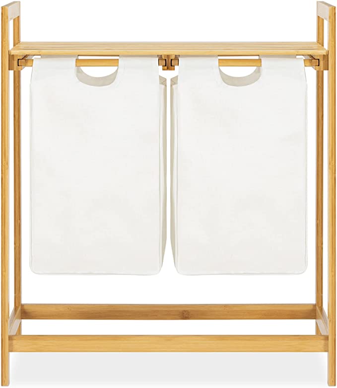 Navaris Διπλό Καλάθι Απλύτων από Μπαμπού - Light Brown - 52554.02