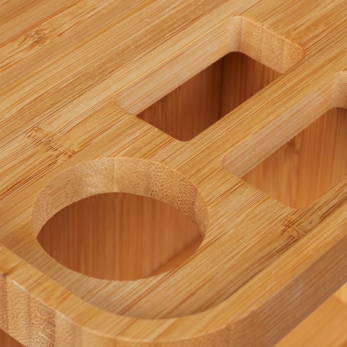 Relaxdays Περιστρεφόμενη Βάση Αποθήκευσης και Οργάνωσης Καλλυντικών από Bamboo - Natural - 4052025227654