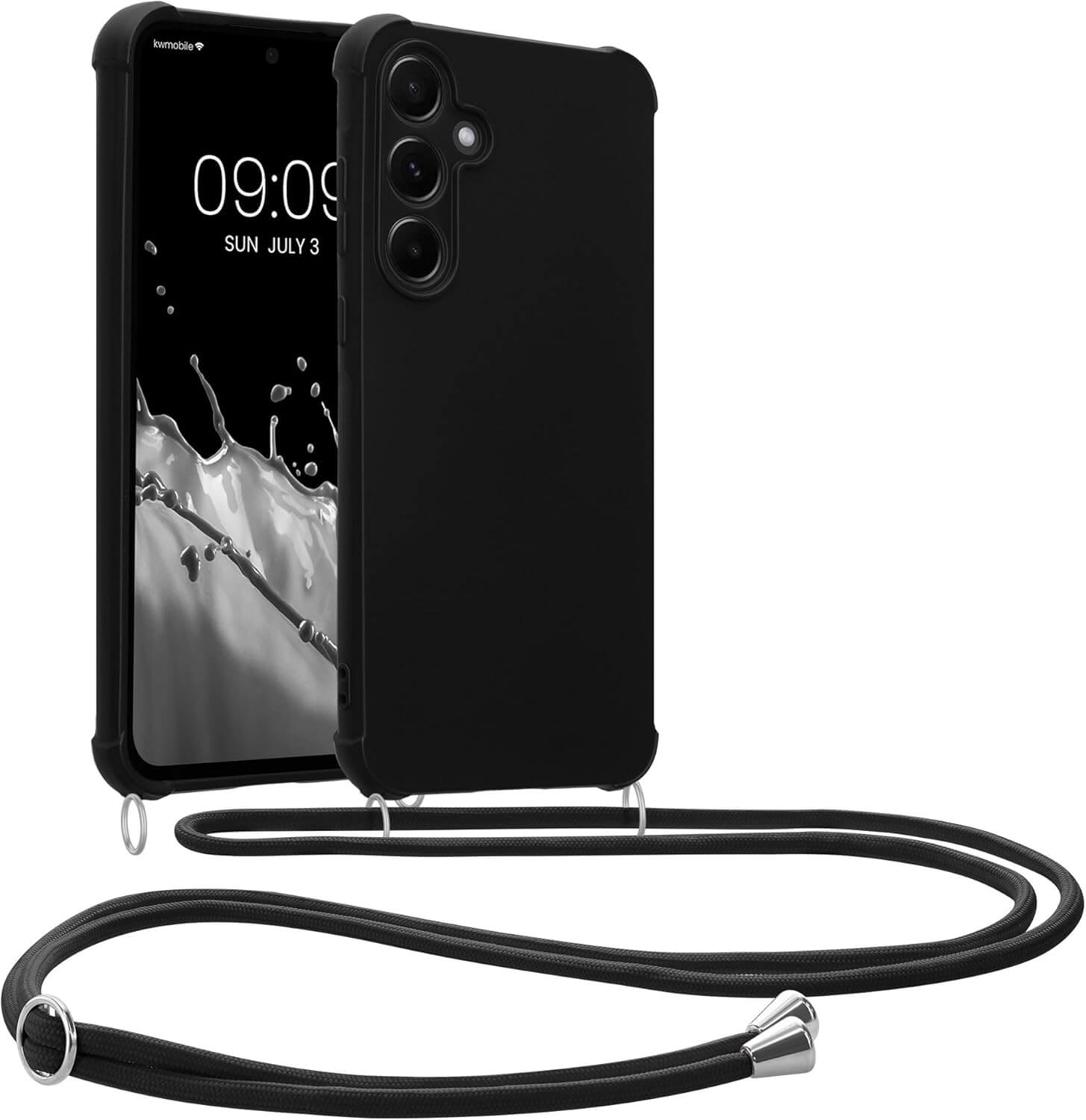 KW Samsung Galaxy A55 5G Θήκη Σιλικόνης TPU με Λουράκι - Black