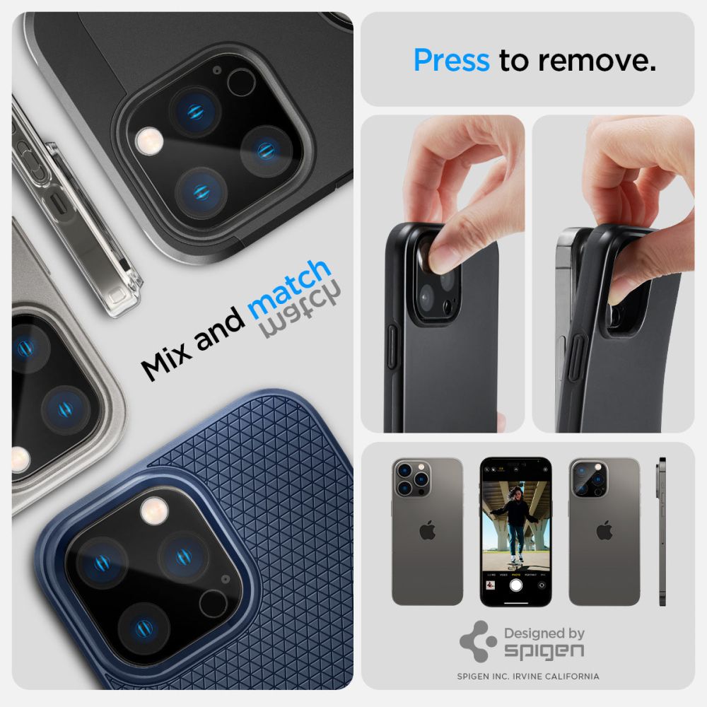 Spigen iPhone 14 Pro / 14 Pro Max / 15 Pro / 15 Pro Max / 16 Pro / 16 Pro Max Aparatu Optik.TR Αντιχαρακτικό Γυαλί για την Κάμερα - 2 Τεμάχια - Black