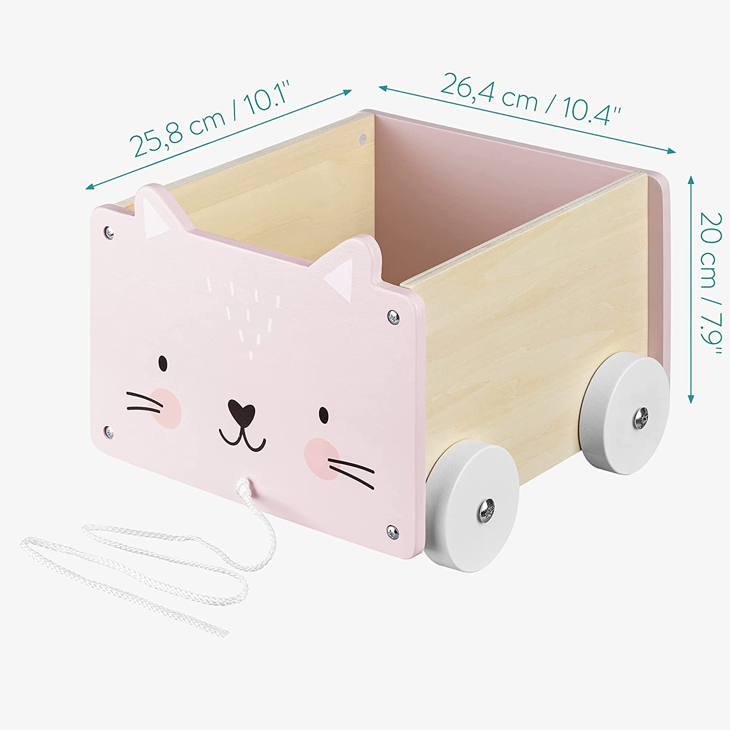 Navaris Toy Box Storage for Toys with Wheels - Παιδικό Κουτί Αποθήκευσης Παιχνιδιών με Ρόδες - Light Pink - 51163.04
