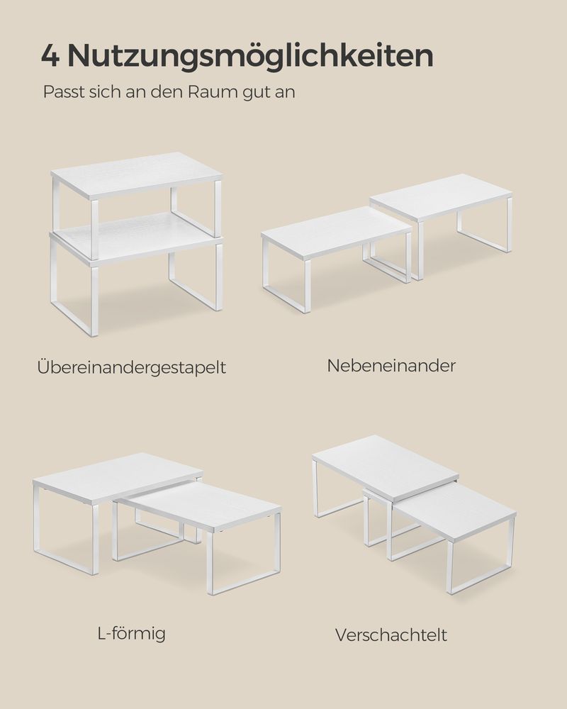 Songmics Σετ με 2 Ξύλινα Ράφια για τον Πάγκο - Cloud White / Snow White - KCS02W01