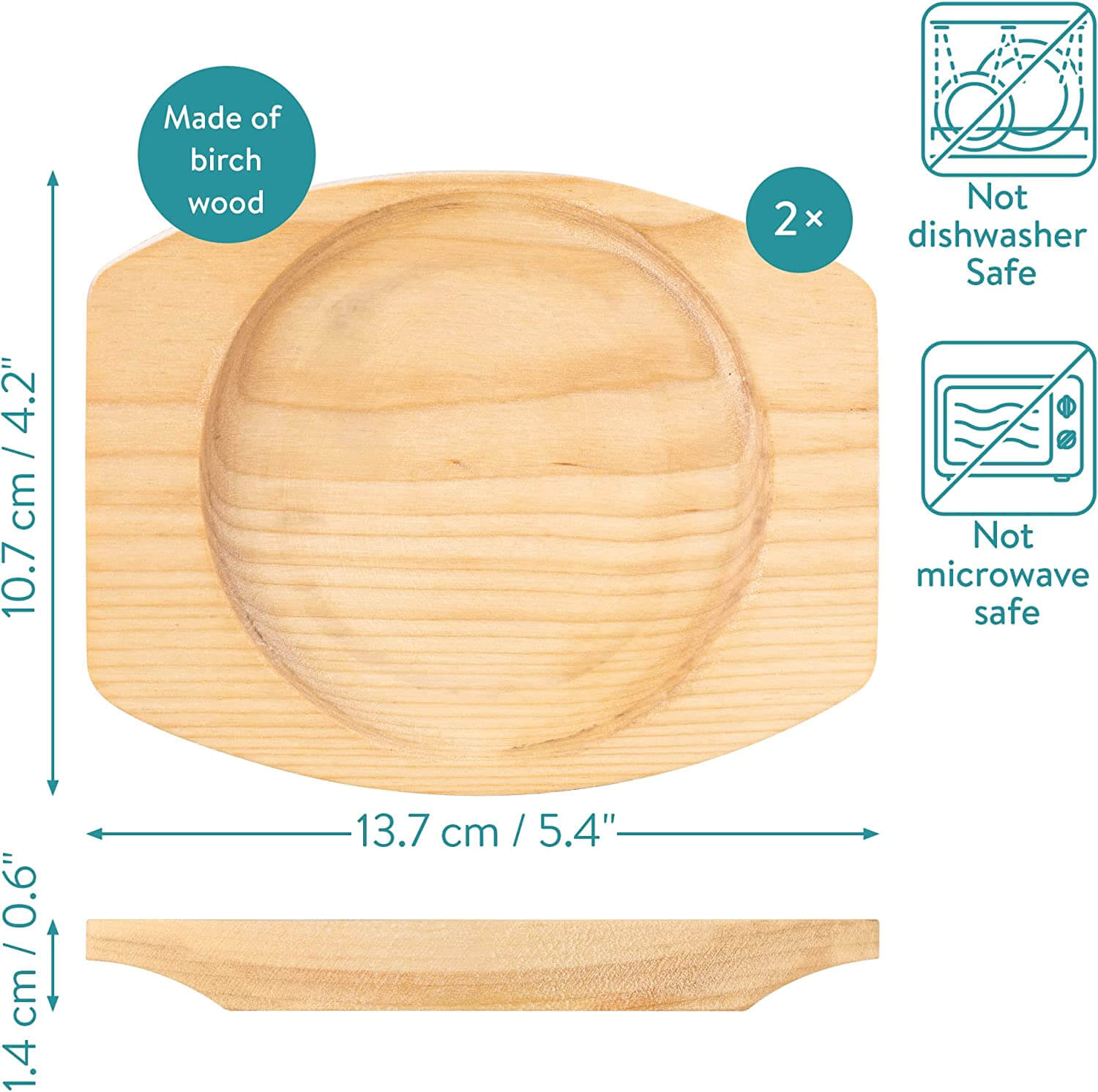 Navaris Σετ με 2 Μίνι Τηγάνια από Χυτοσίδηρο με Ξύλινες Βάσεις - 10.2 cm - Black - 60343.02