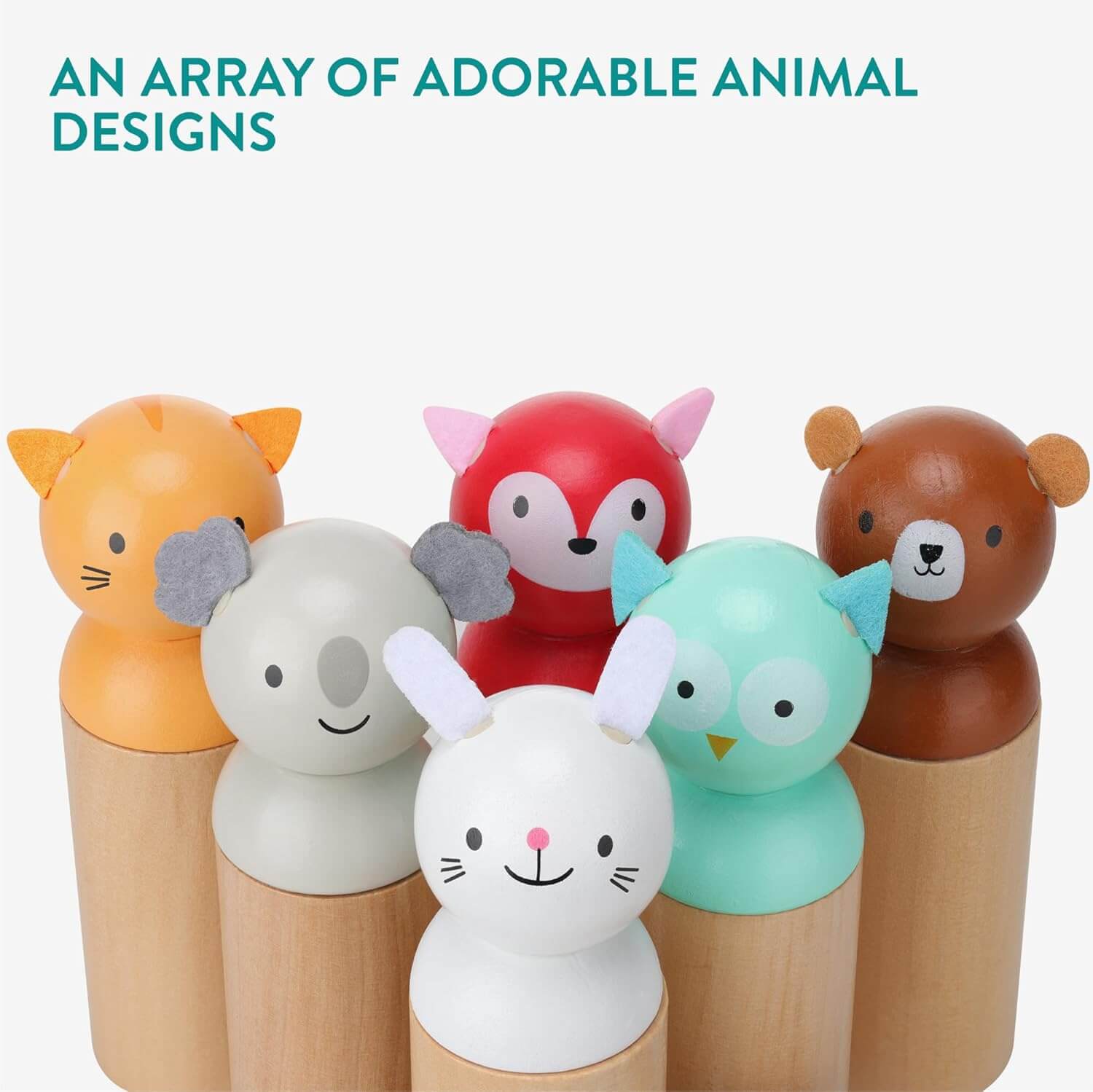 Navaris Ξύλινο Παιχνίδι Μπόουλινγκ για Παιδιά - Brown / Multicolor