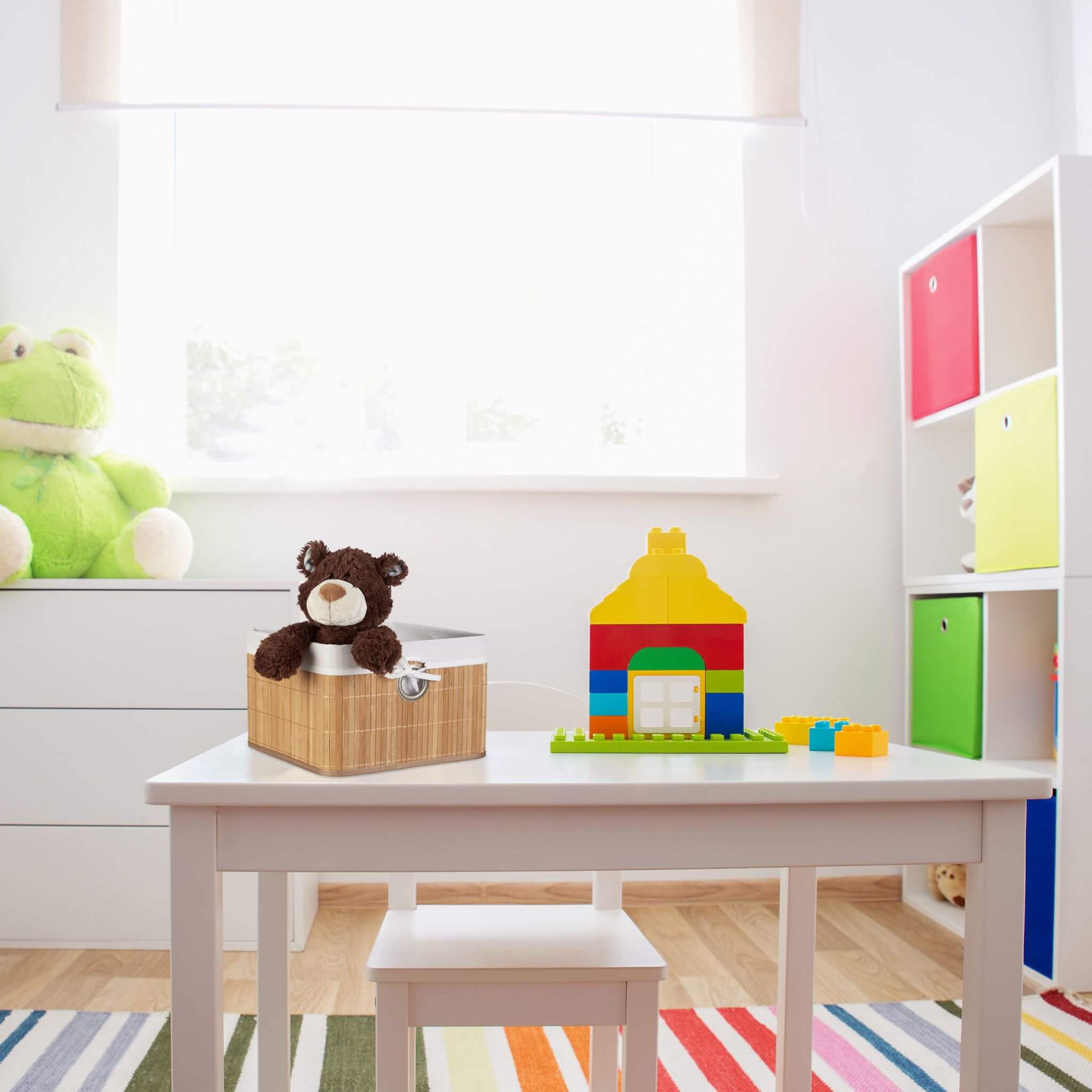 Relaxdays Καλάθι Αποθήκευσης από Bamboo - Light Brown / White / Silver - 4052025998080