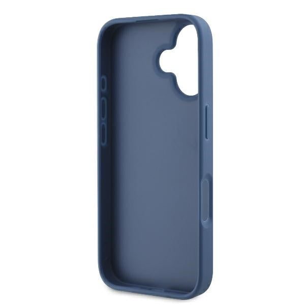Guess iPhone 16 - 4G Bottom Stripe - Θήκη με Επένδυση Συνθετικού Δέρματος - Blue - GUHCP16SG4GLBL