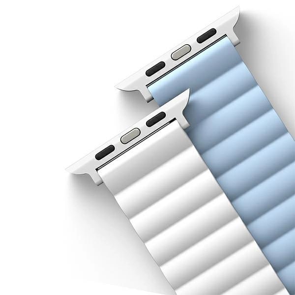 Uniq Λουράκι Apple Watch 2 / 3 / 4 / 5 / 6 / 7 / 8 / 9 / SE / ULTRA 1 / ULTRA 2 - 42 / 44 / 45 / 49 mm Revix Μαγνητικό Σιλικόνης Διπλής Όψης - Blue / White Blue