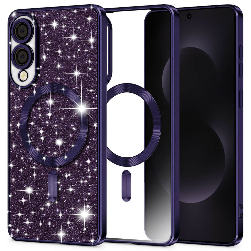 Techsuit Samsung Galaxy S25 Edge - Luxury Glitter MagSafe - Θήκη Σιλικόνης - Deep Purple