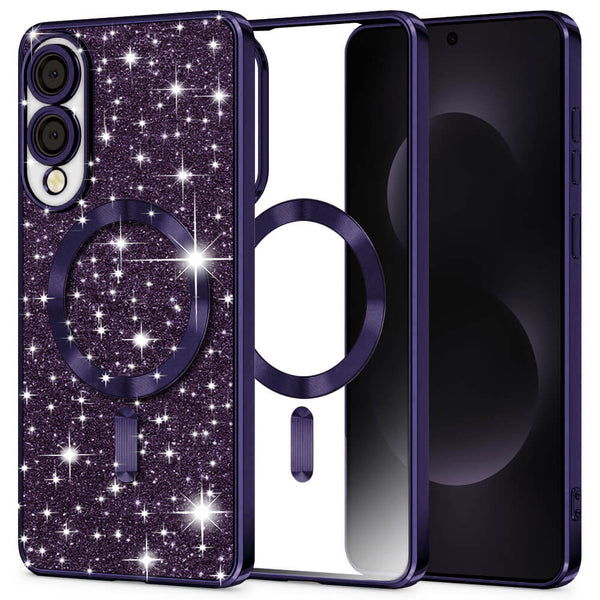 Techsuit Samsung Galaxy S25 Edge - Luxury Glitter MagSafe - Θήκη Σιλικόνης - Deep Purple - likebrands.gr