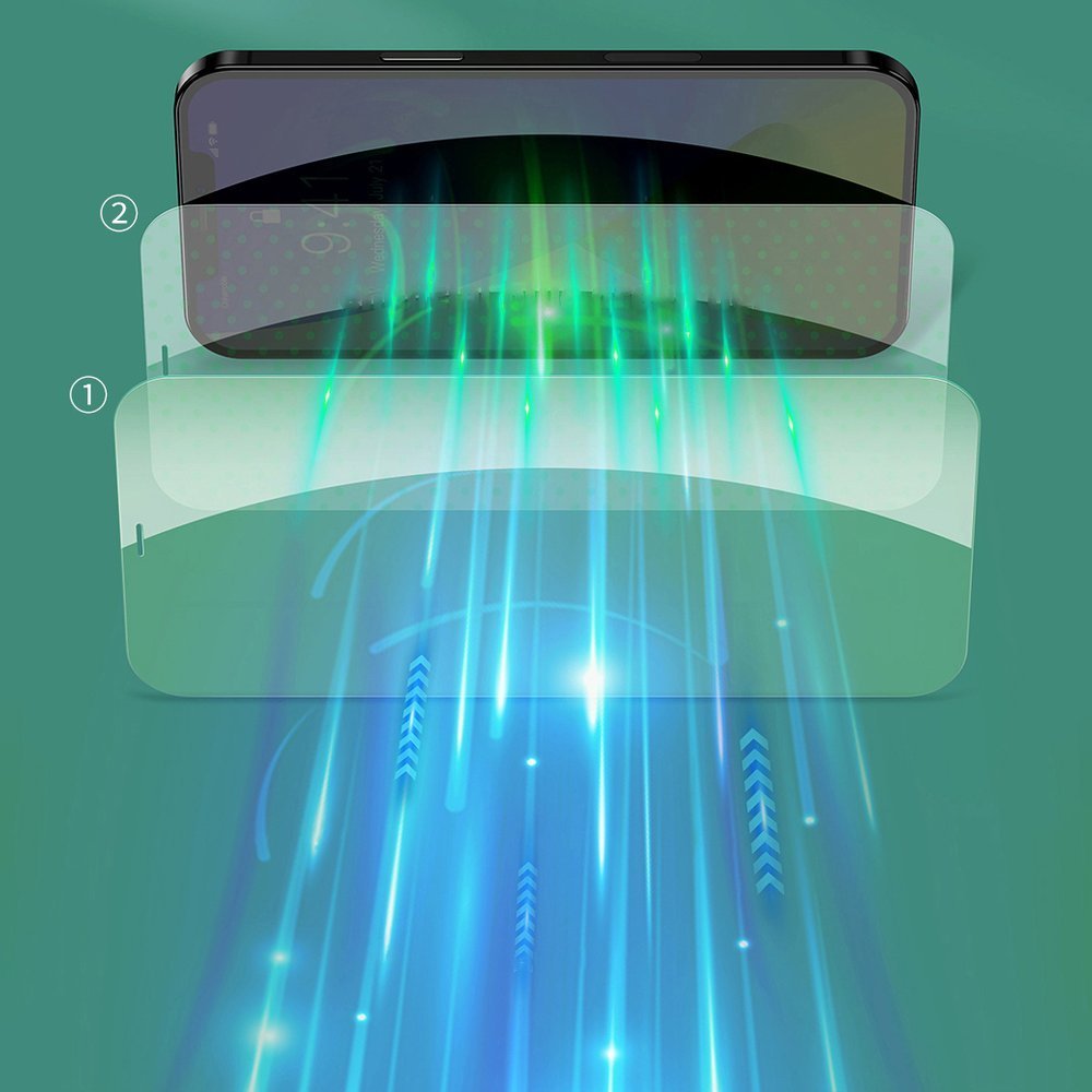 Baseus iPhone 12 Pro Max 0.3mm Eye Protection Full Screen Αντιχαρακτικό Γυαλί Οθόνης - 2 Τεμάχια - Green Light - SSGAPIPH67N-LP02